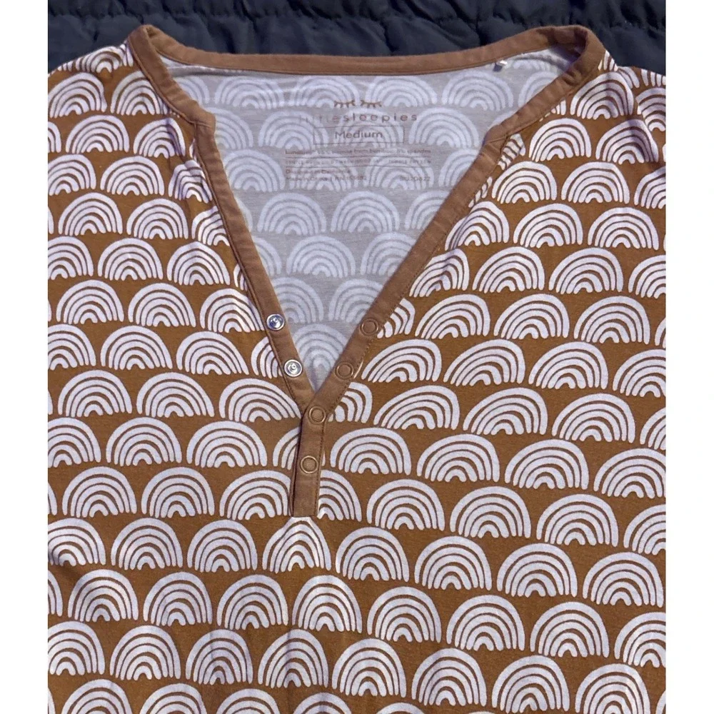 Little Sleepies Women's Brown Rainbow Long Sleeve Pajama Top Medium